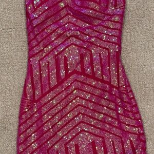 Elegant Pink Sequin Dress